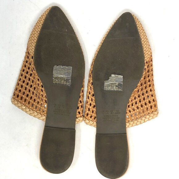 American Eagle Shoes 9 Beige Multi Tone Woven Slide Flats Pointed Toe Sandal PU - Picture 7 of 12